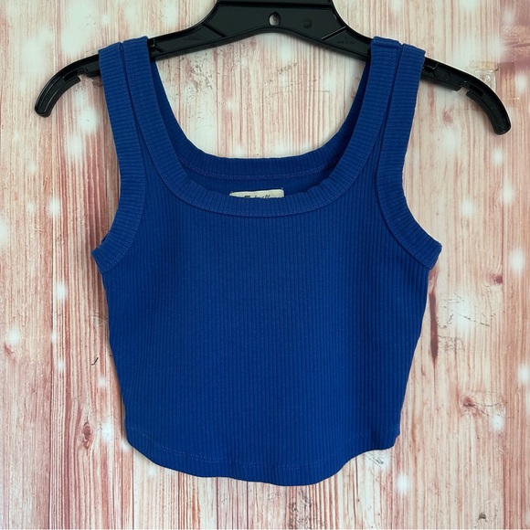 Madewell Dark Blue The Tailored Crop Tank in Sleekhold - Picture 1 of 11
